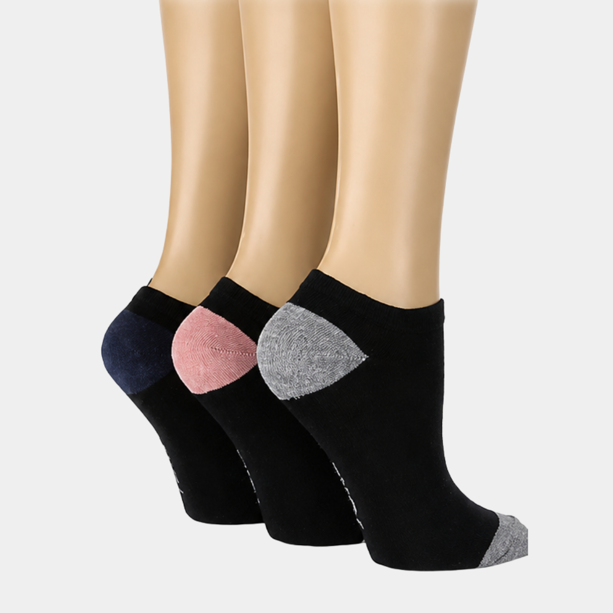 Ladies 3pk Contrast Heel Trainer Socks