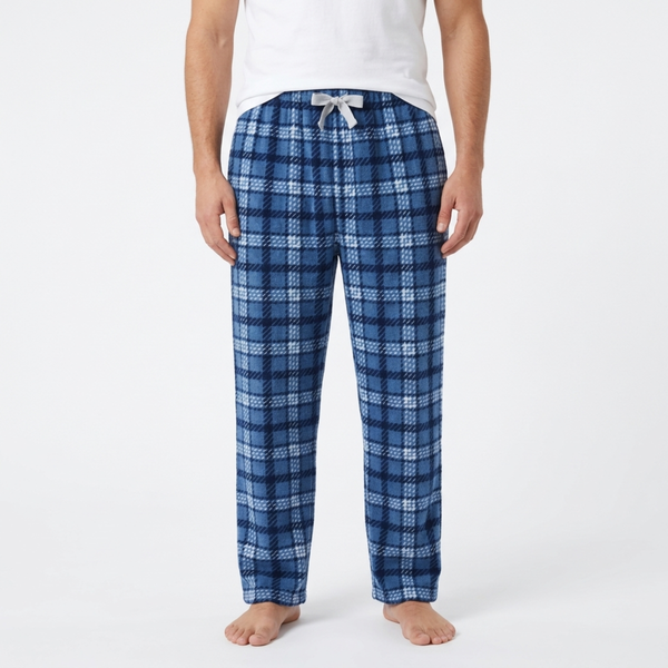 Mens Fleece Check Lounge Pants