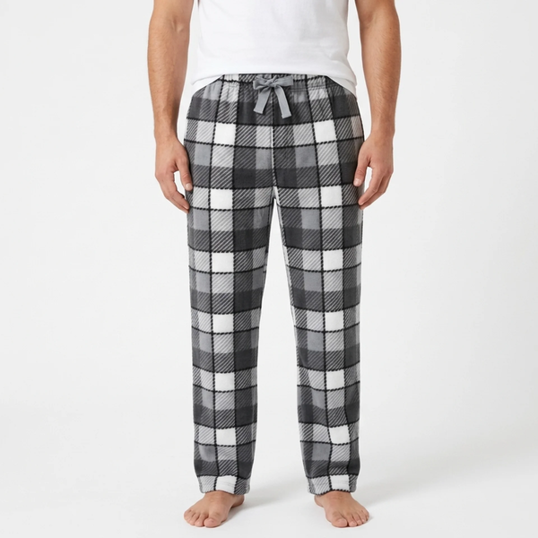 Mens Fleece Check Lounge Pants