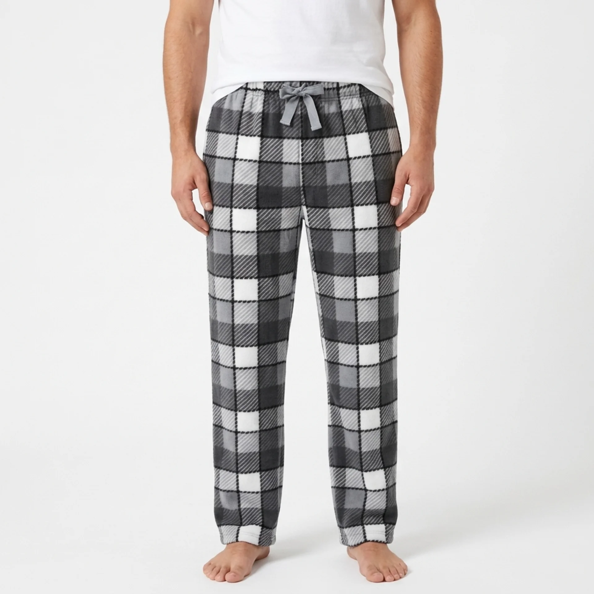 Mens Fleece Check Lounge Pants