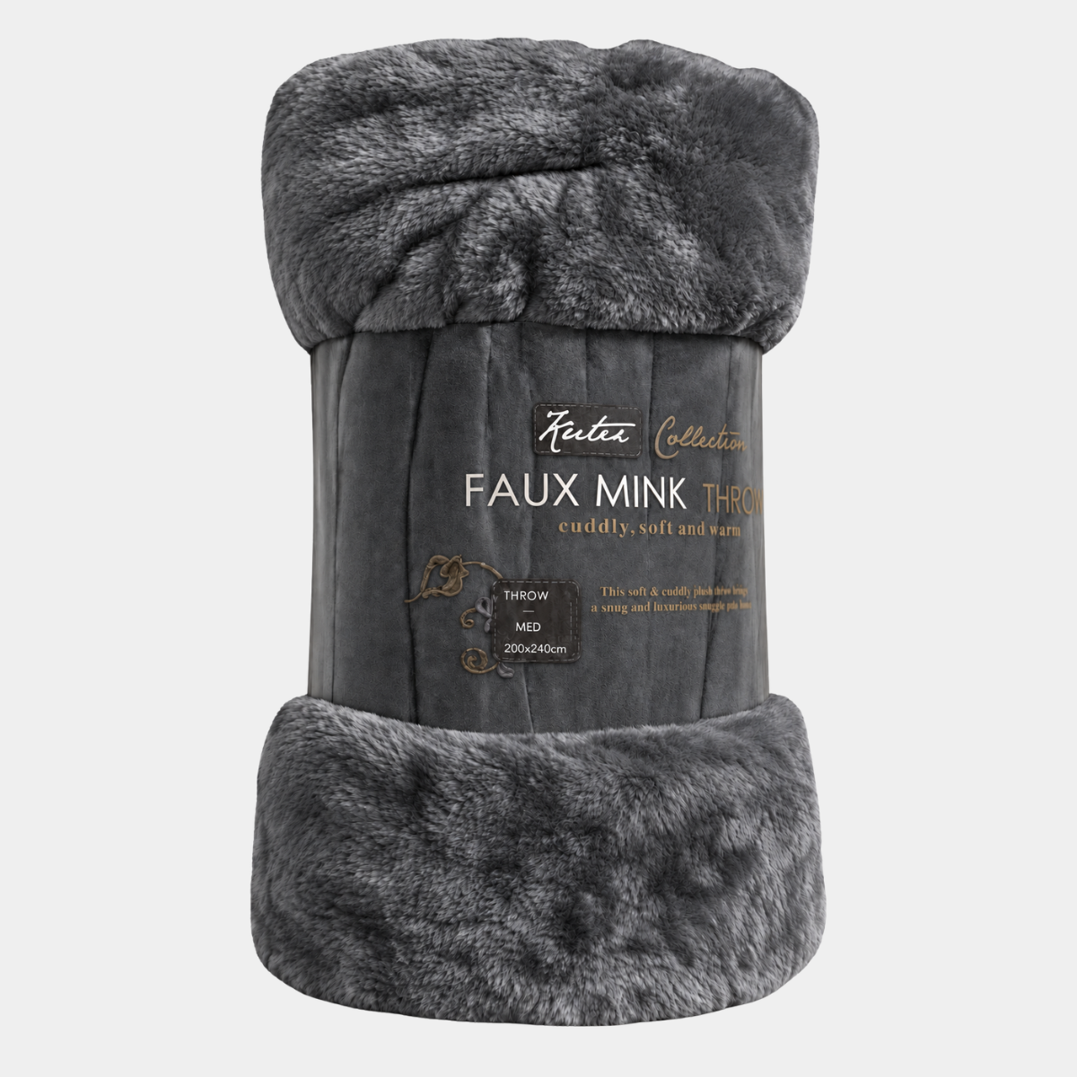 Charcoal Faux Mink Throw