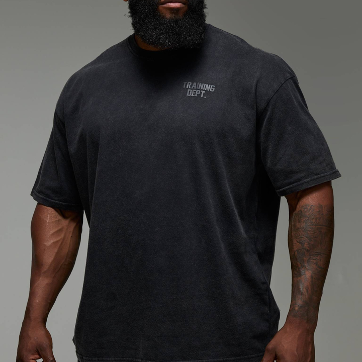 Men's Black Acid Wash Training Dept T-shirt
