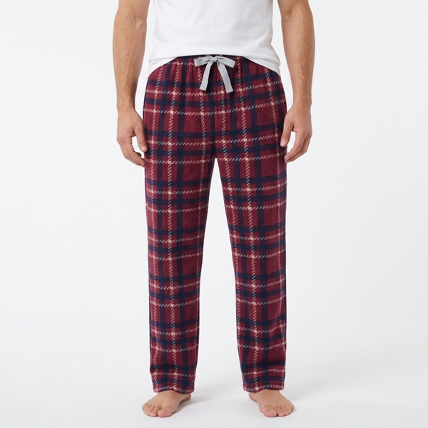 Mens Fleece Check Lounge Pants