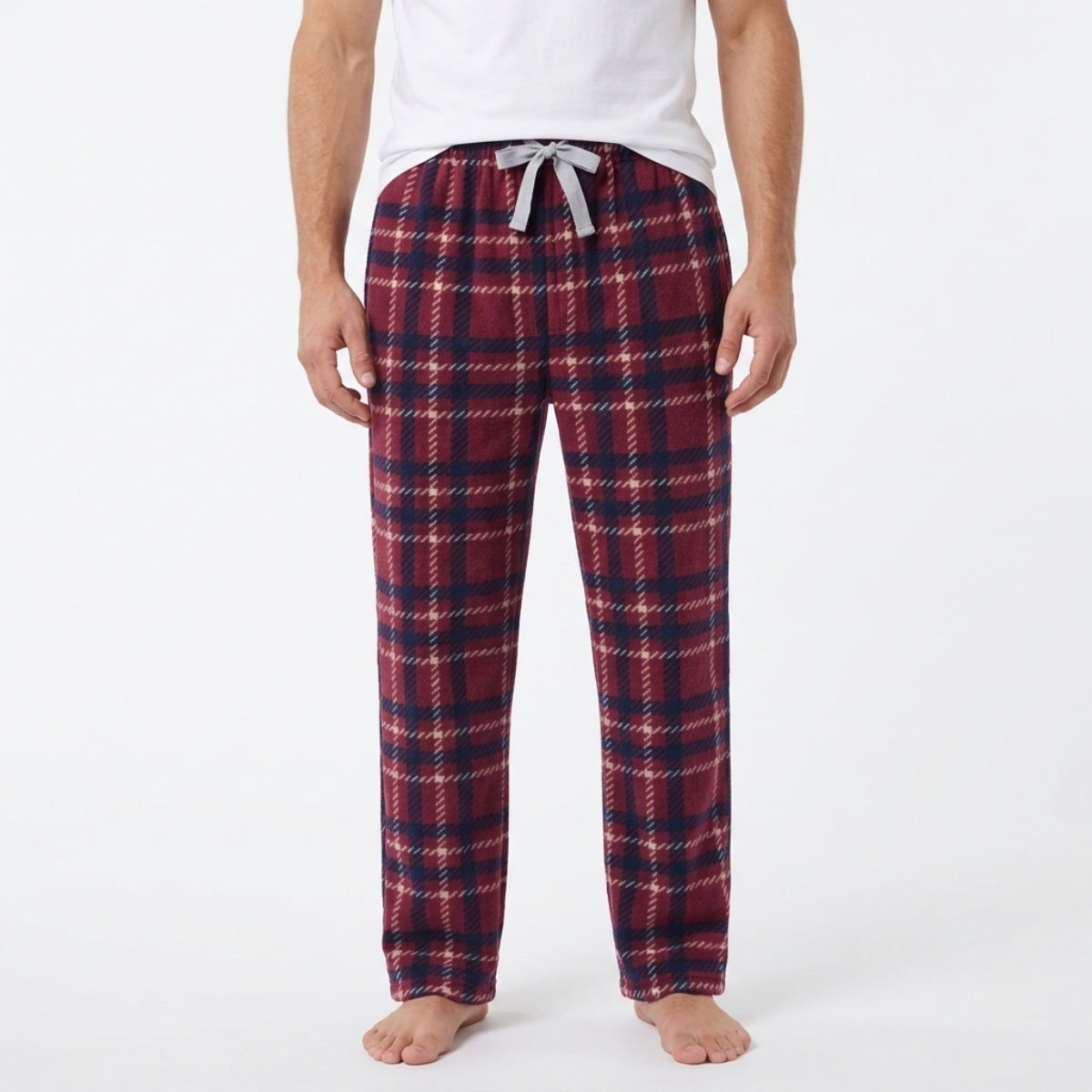 Mens Fleece Check Lounge Pants