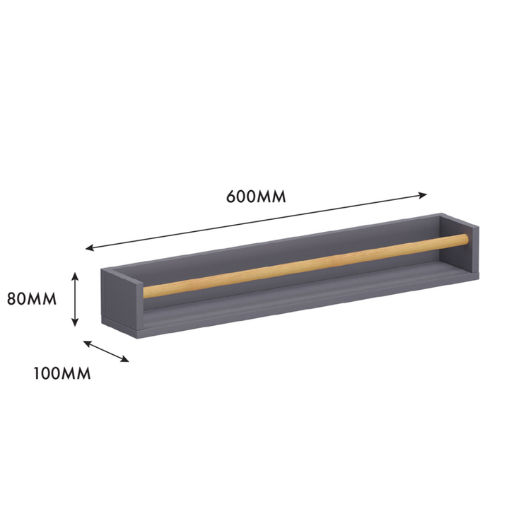 Shelf With Pine Rail - 60cm