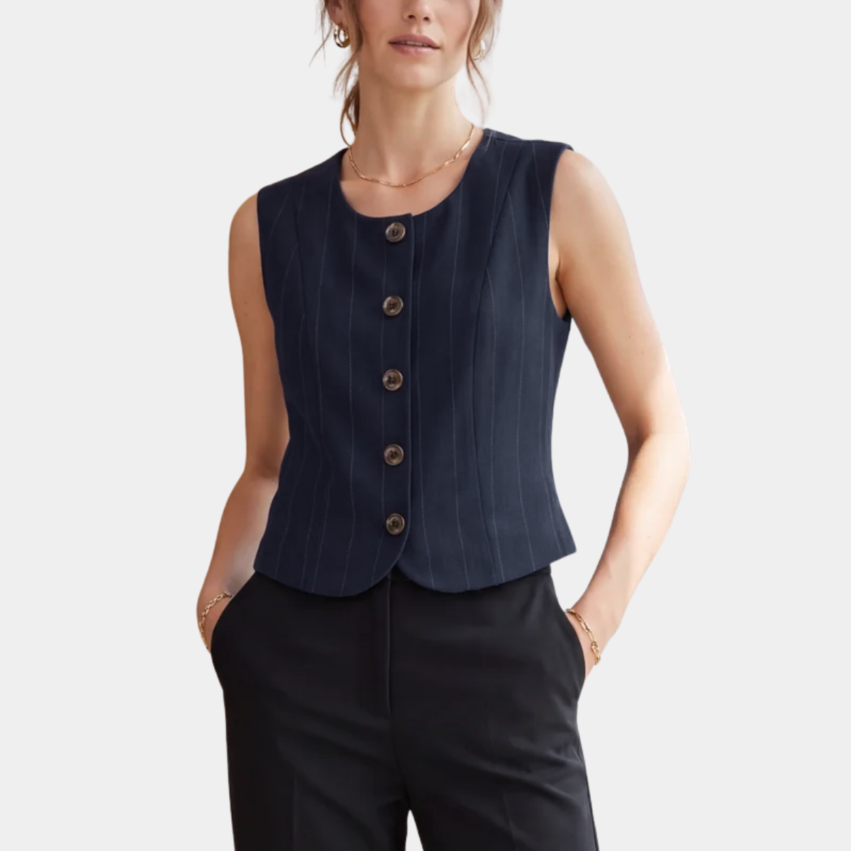 Ladies RI Pinstripe Waistcoat