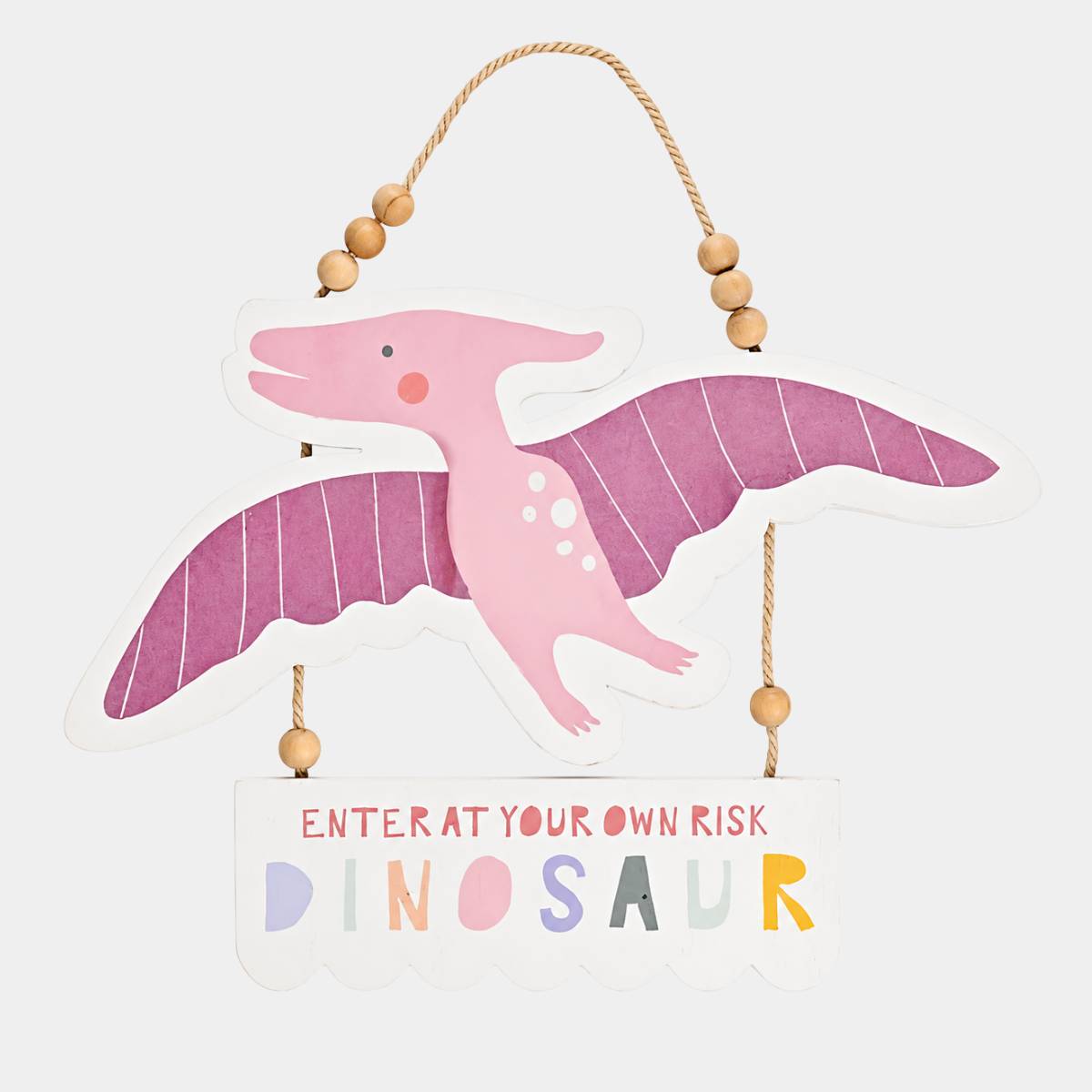 Petit Cheri Enter At Your Own Risk Dino Plaque