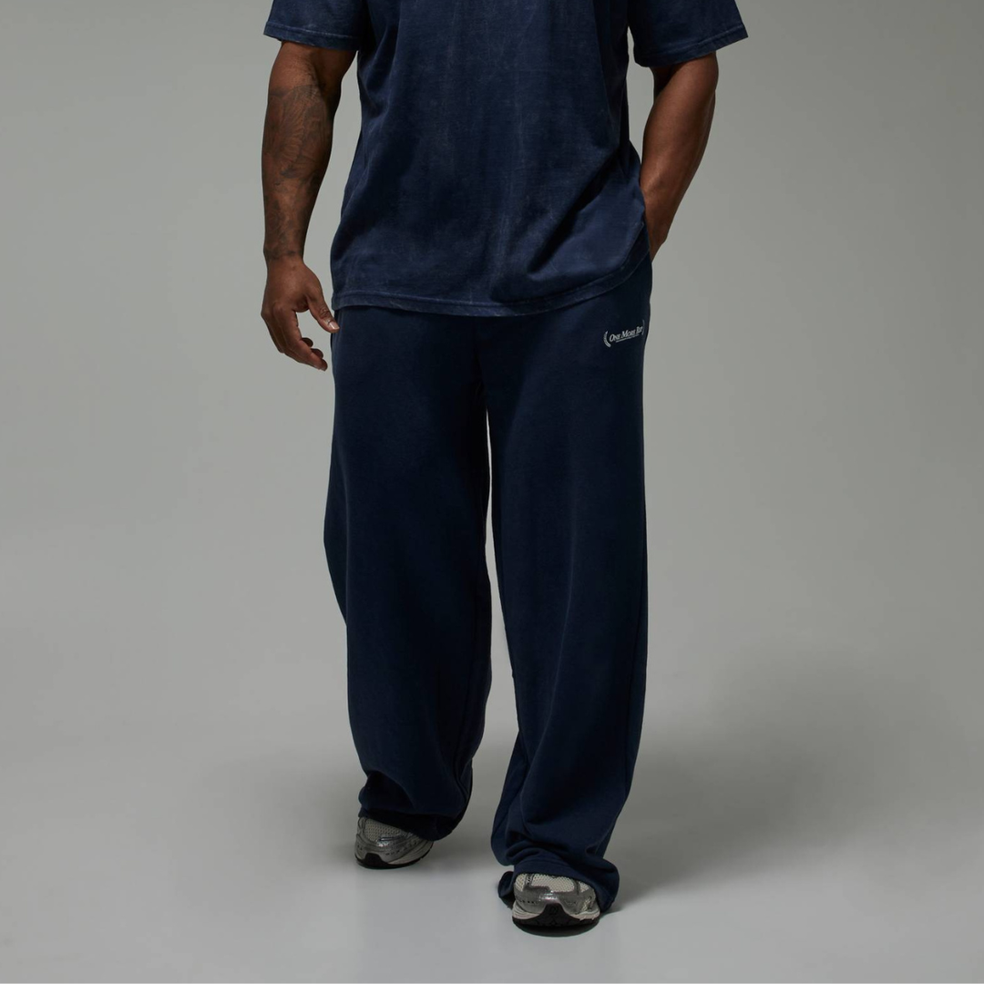 Men's Navy Acid Wash 'One More Rep' Joggers