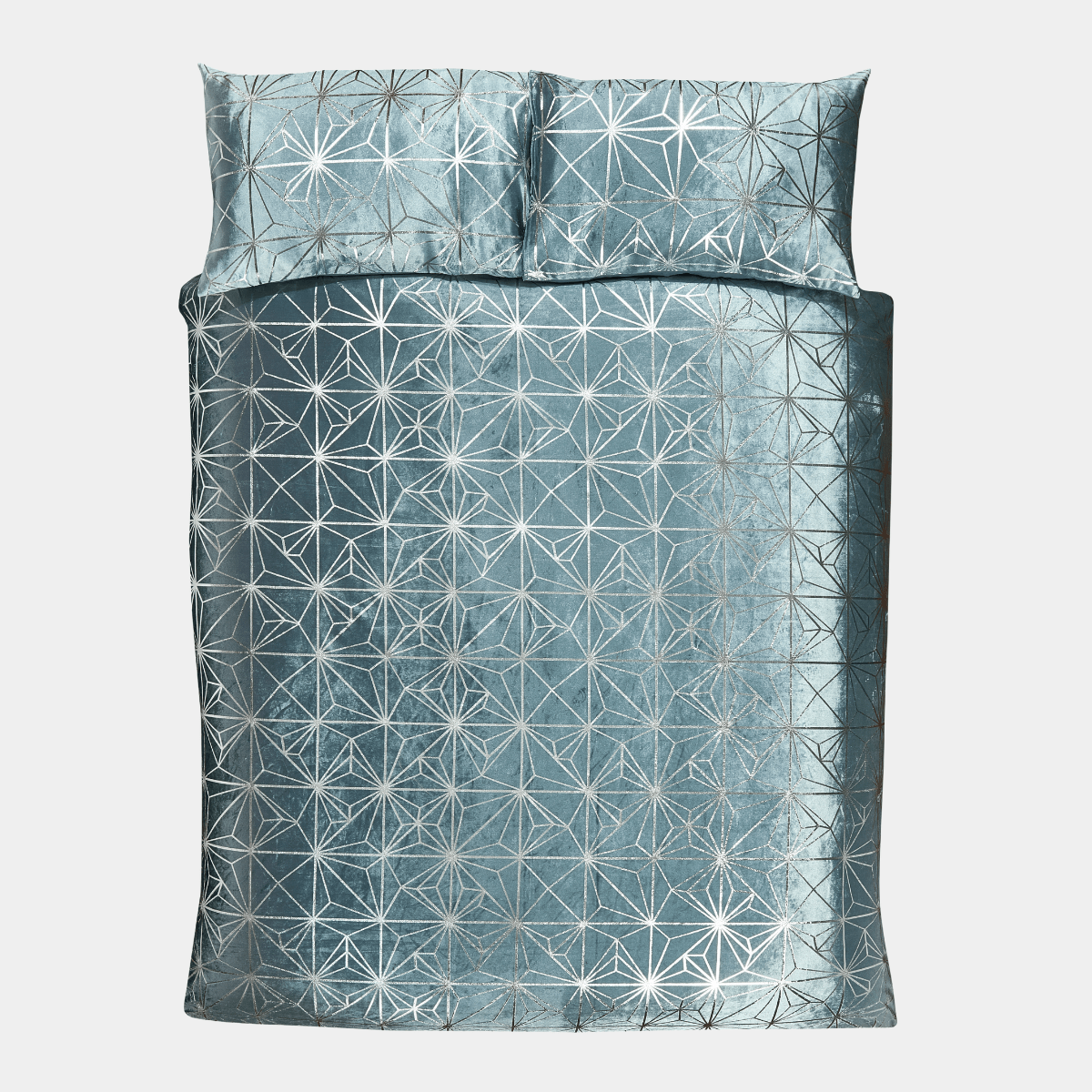 Sleepdown Blue Velvet Geo Duvet Set