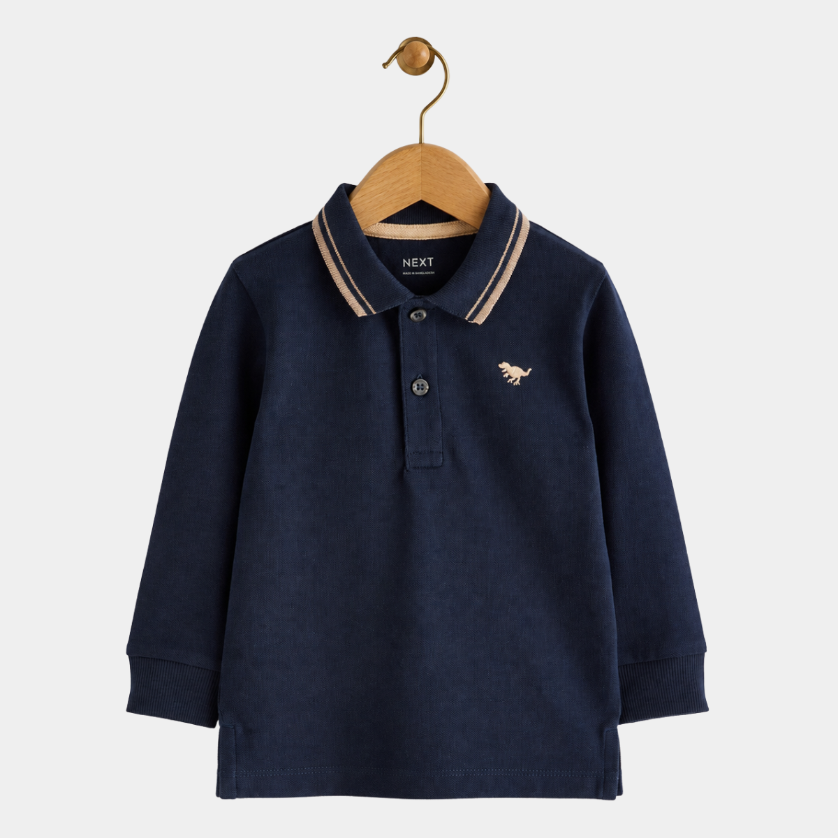 Boys Longline Tipped Collar Dino Polo