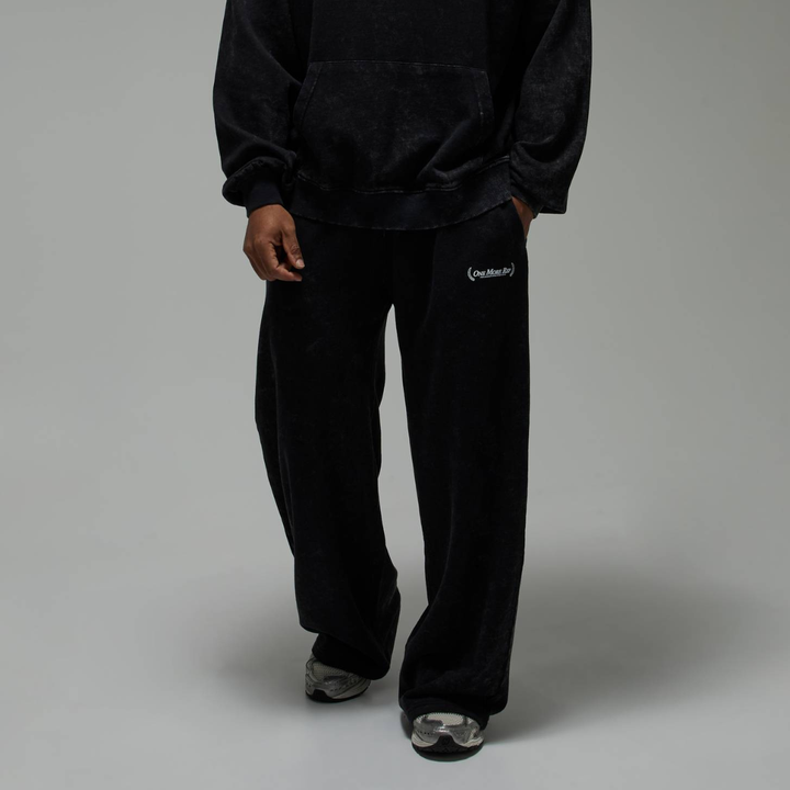 Men's Black Acid Wash 'One More Rep' Joggers