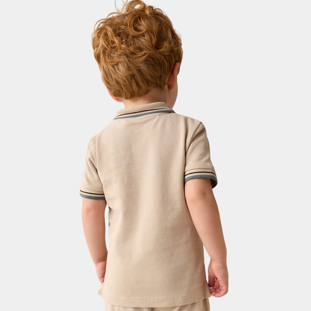 Boys Tipped Collar Dino Polo