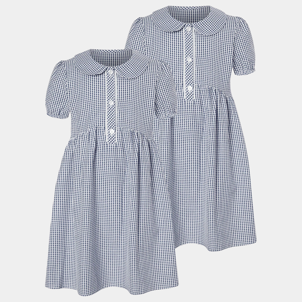 Girls Gingham Button 2pk School Dress