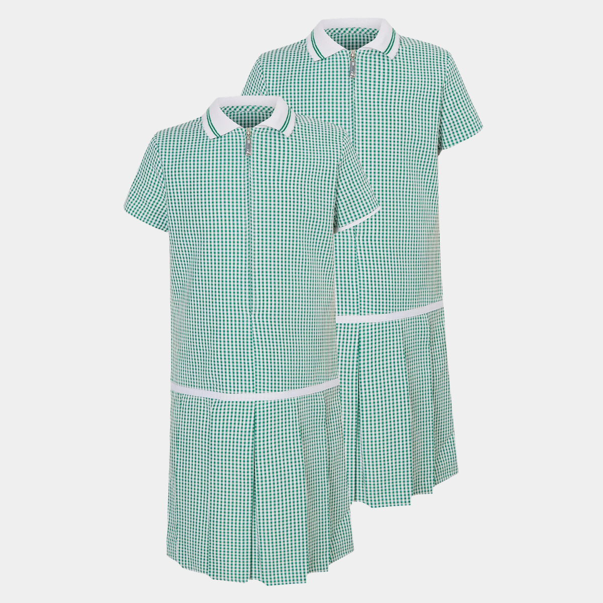Girls Gingham Button 2pk School Dress