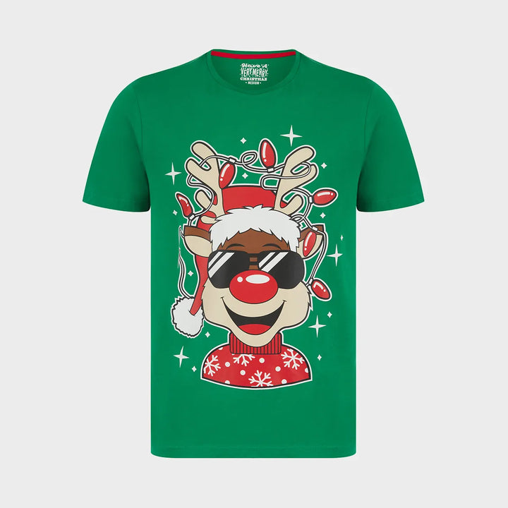 Mens Green Reindeer Lights T-shirt