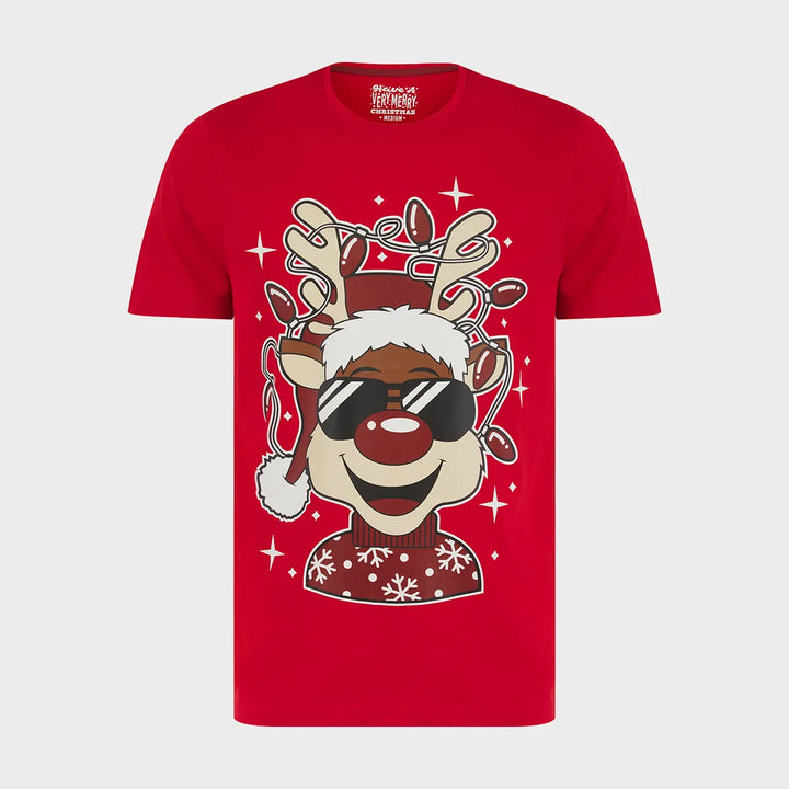 Mens Cherry Reindeer Lights T-shirt
