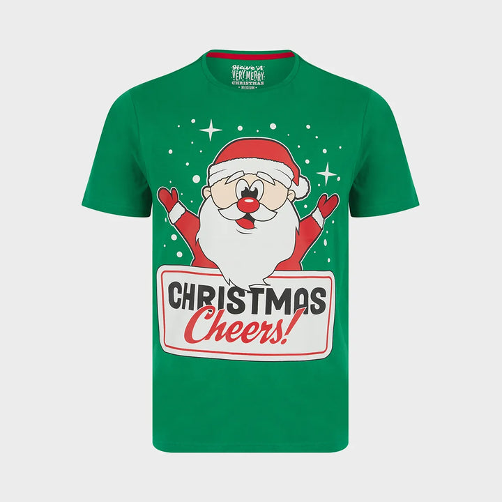 Mens Green Christmas Cheers T-shirt