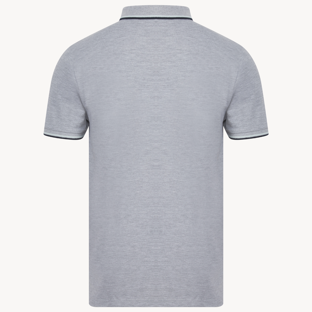 Men's Grey Marl Polo Shirt With Embroidery