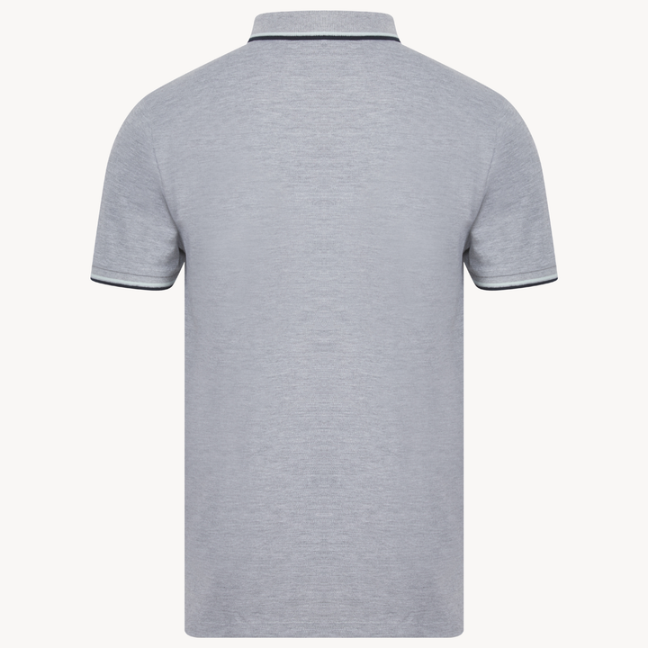 Men's Grey Marl Polo Shirt With Embroidery
