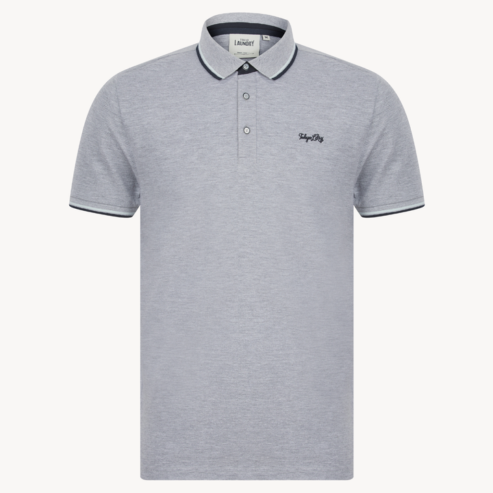 Men's Grey Marl Polo Shirt With Embroidery