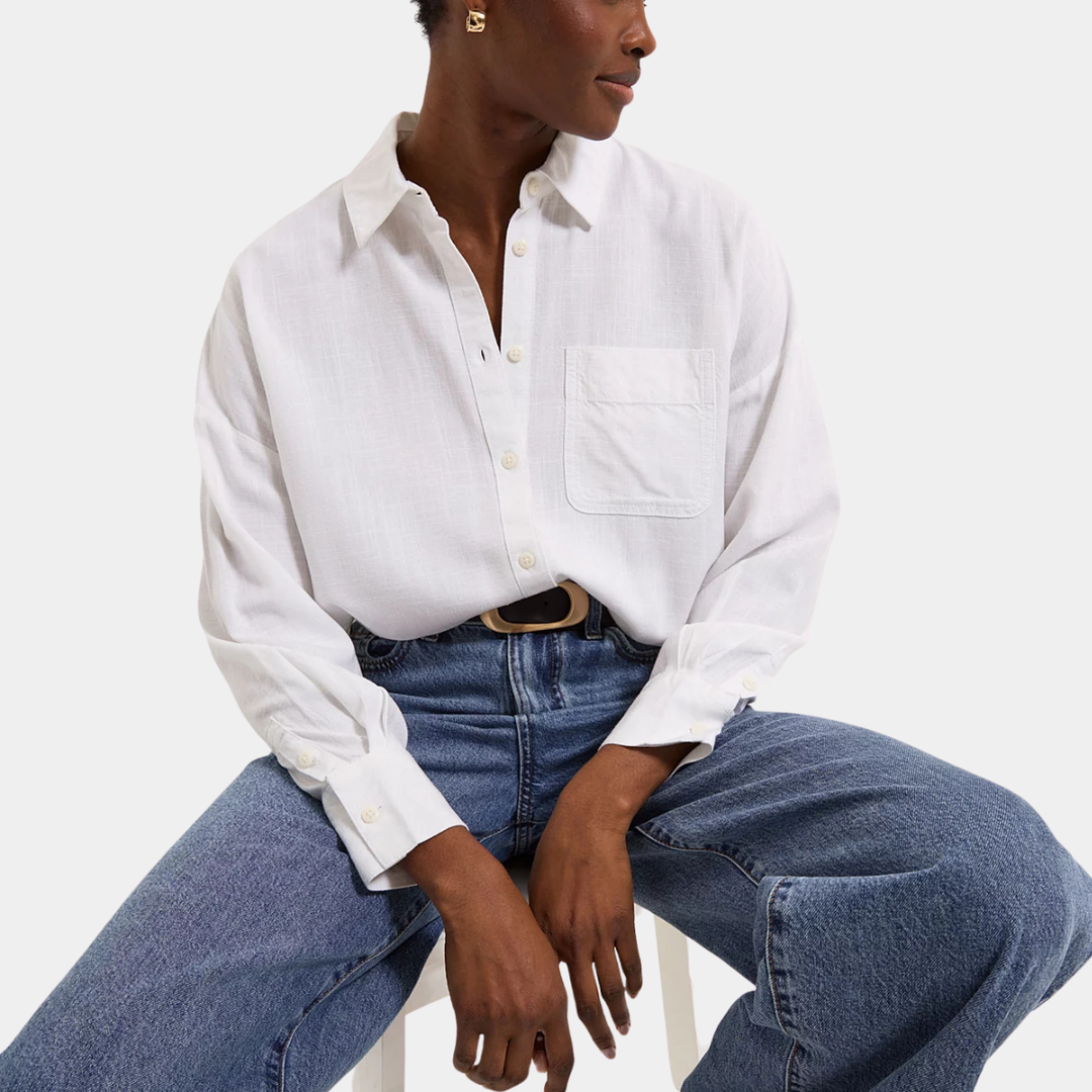 Ex Store Ladies White Linen Shirt