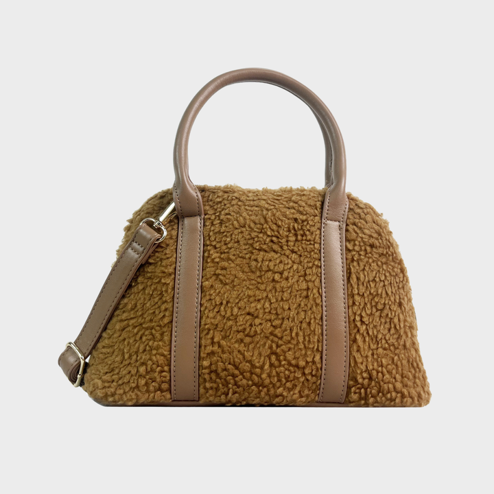 Brown Teddy Mini Bowler Bag with Strap