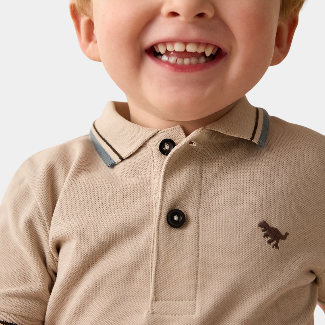 Boys Tipped Collar Dino Polo