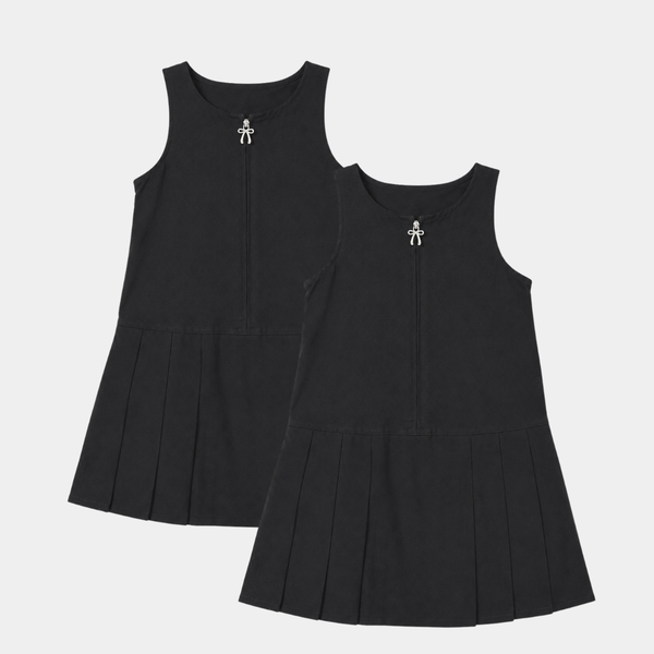 Girls 2pk Bow Zip Pinafore