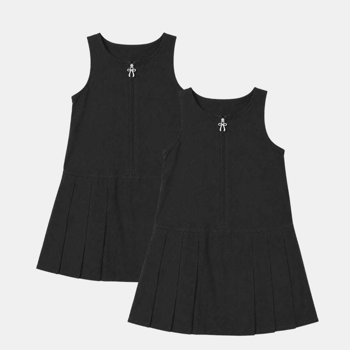 Girls 2pk Bow Zip Pinafore