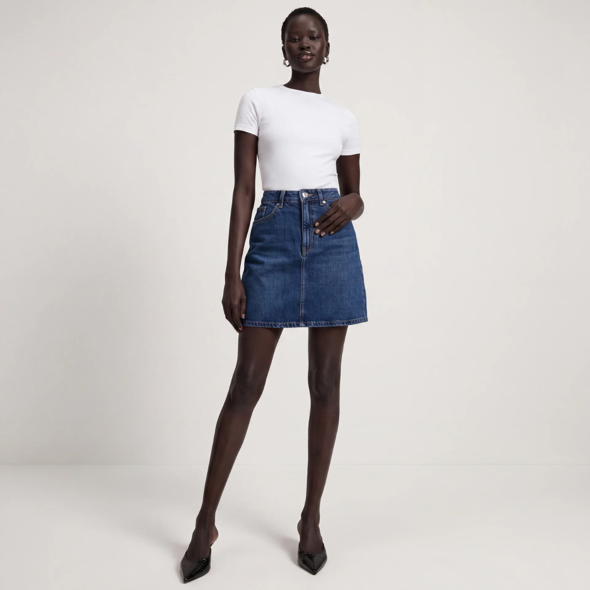 Ladies Denim Mini Skirt Indigo
