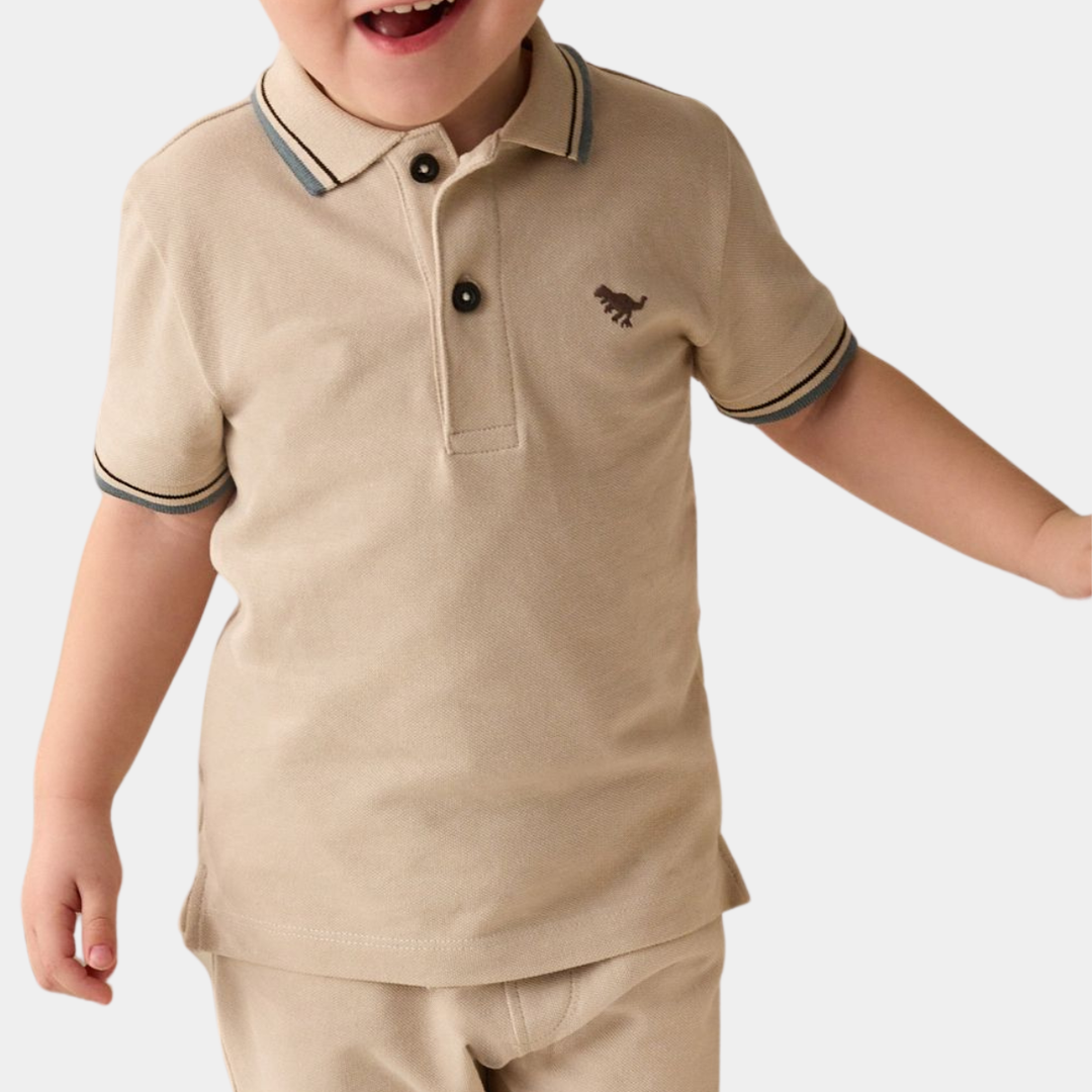 Boys Tipped Collar Dino Polo