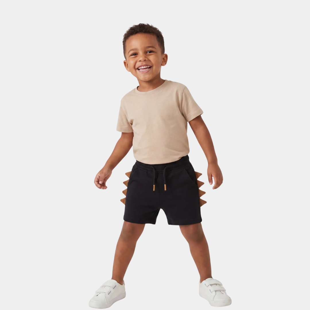 Kids Black Dino Jersey Shorts