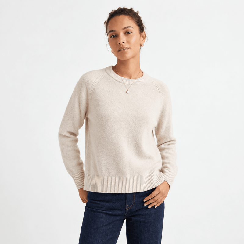 Ladies Cream Relaxed Crew Neck Jumper from You Know Who's