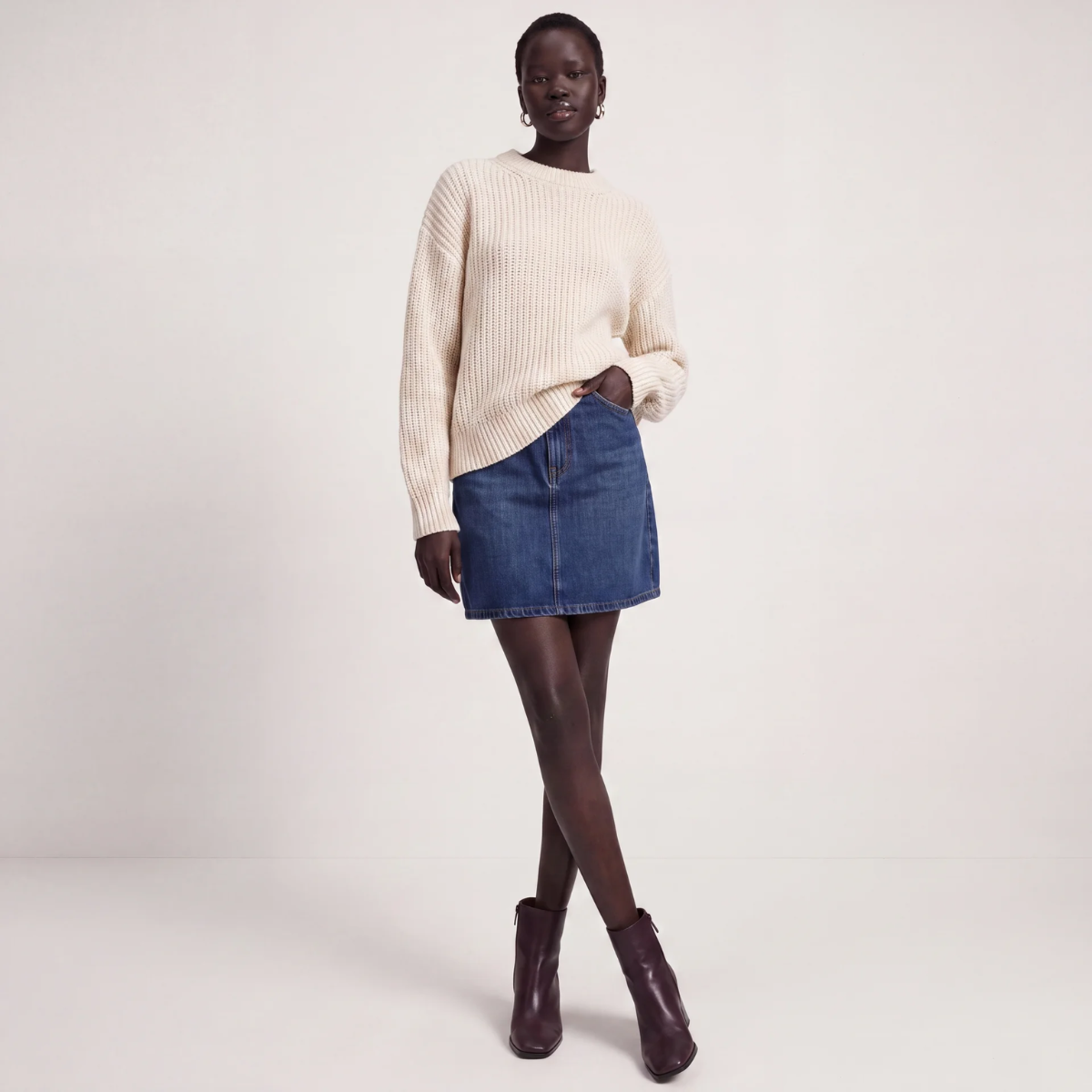 Ladies Denim Mini Skirt Indigo