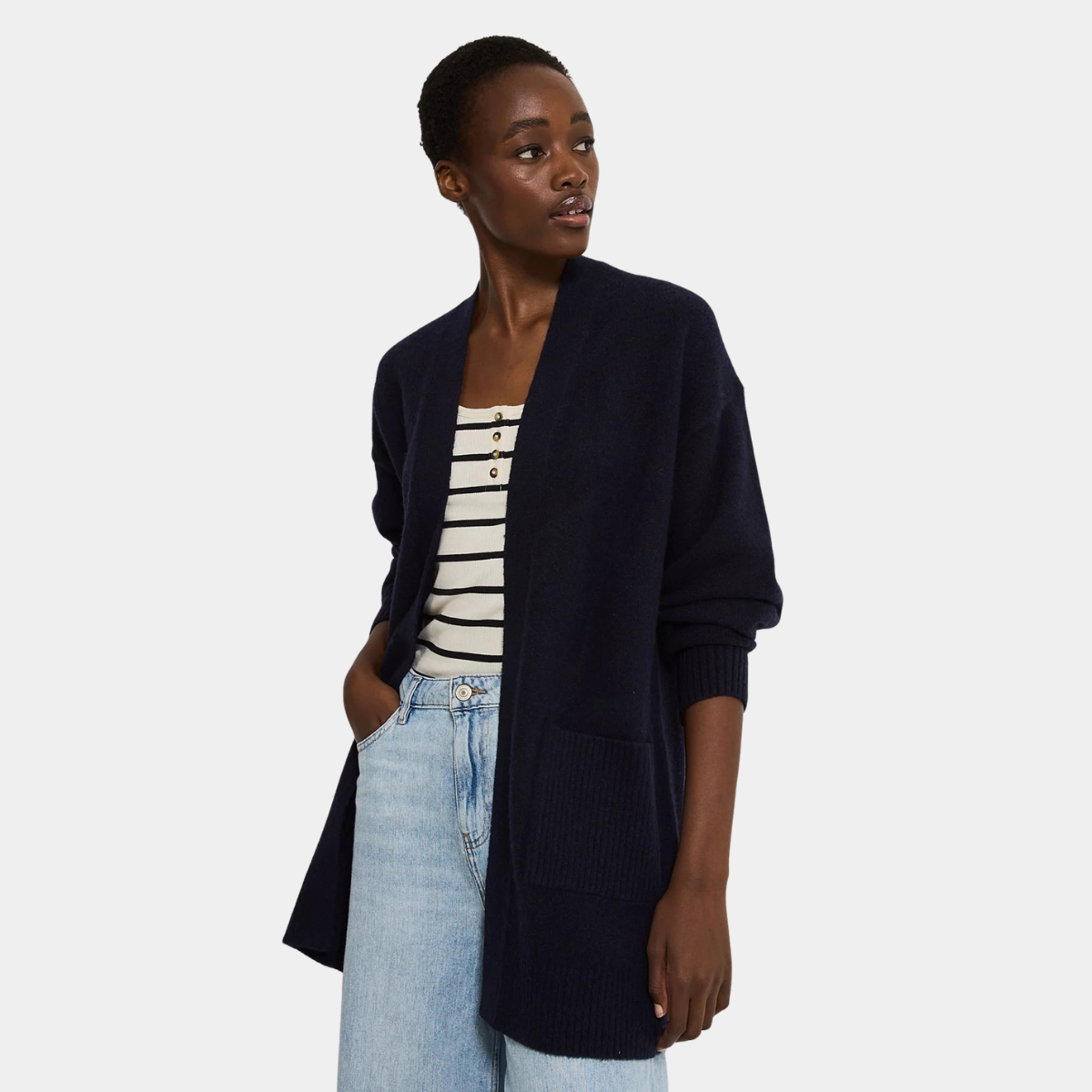 Ladies Edge To Edge Midi Cardigan