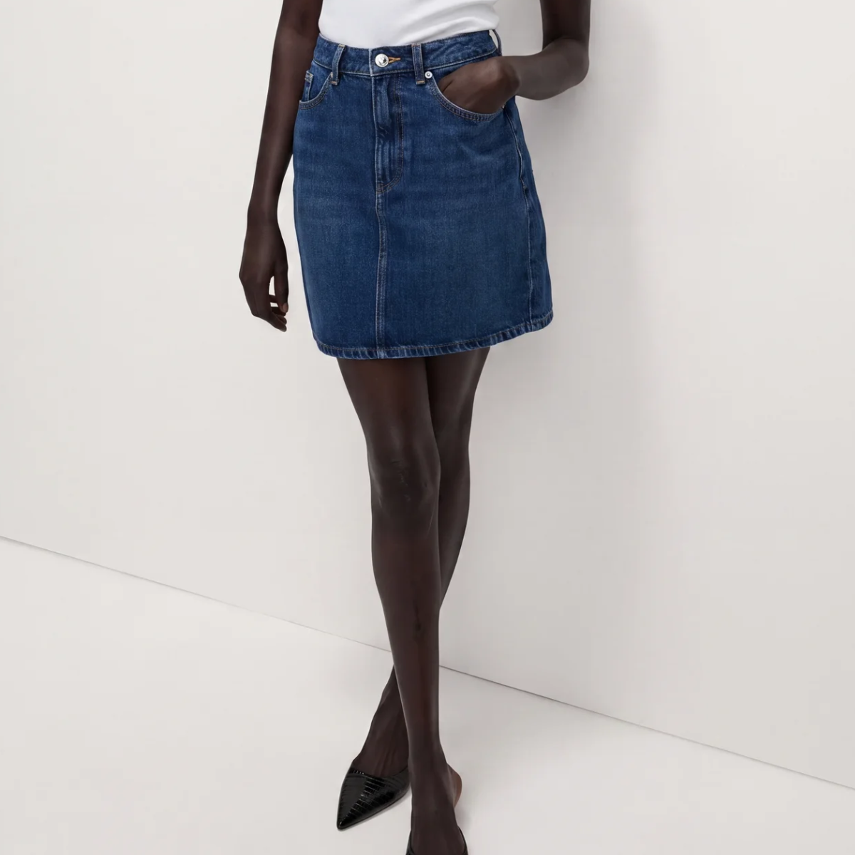 Ladies Denim Mini Skirt Indigo