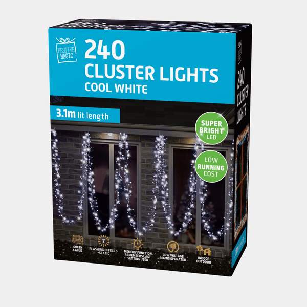 240 LED Cool White Cluster Lights from You Know Who's