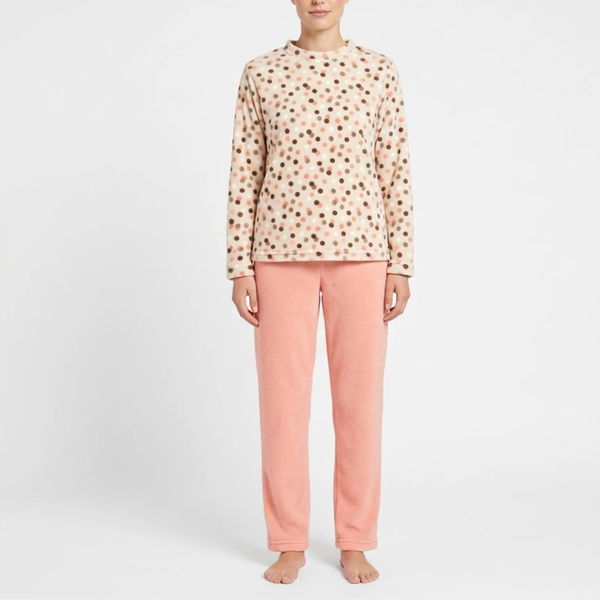 Ladies Spot Fleece Lounge Set