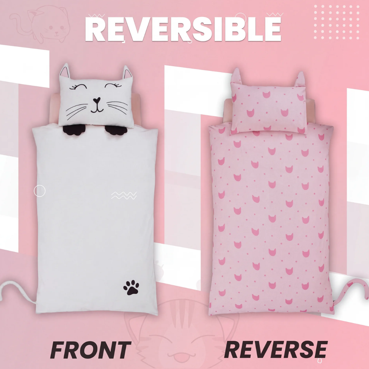 Reversible Cat Single Duvet Set