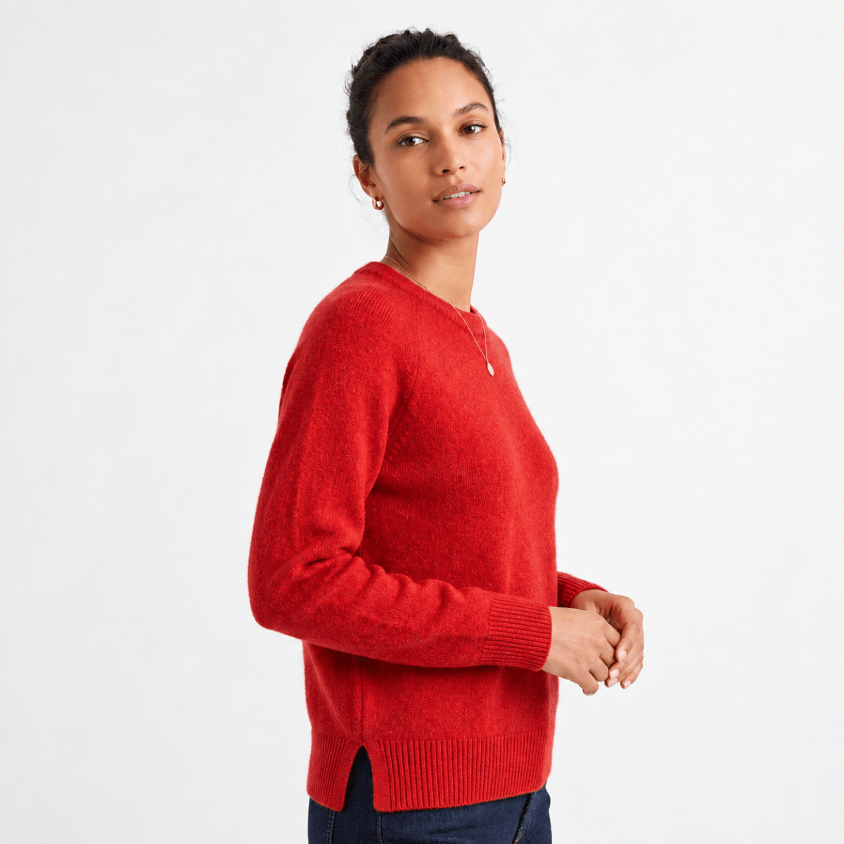 Ladies Red Relaxed Crew Neck Jumper from You Know Who's