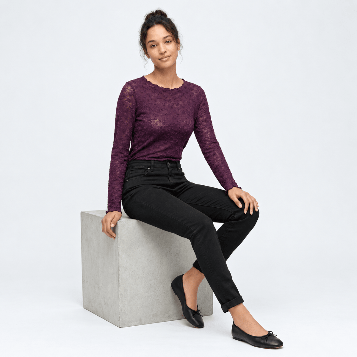 Ladies Burgundy Lace Top from You Know Who's