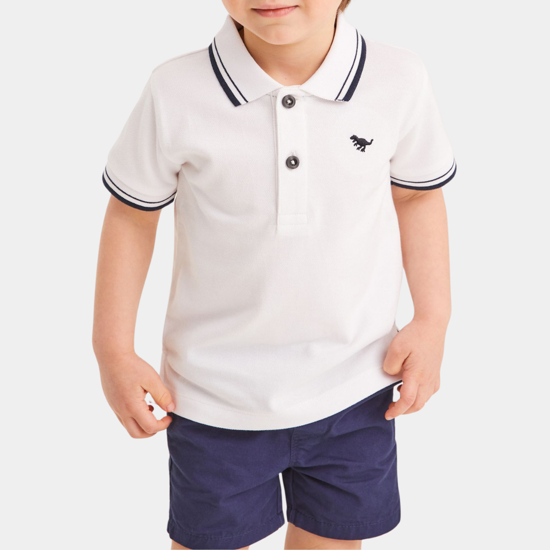 Boys Tipped Collar Dino Polo