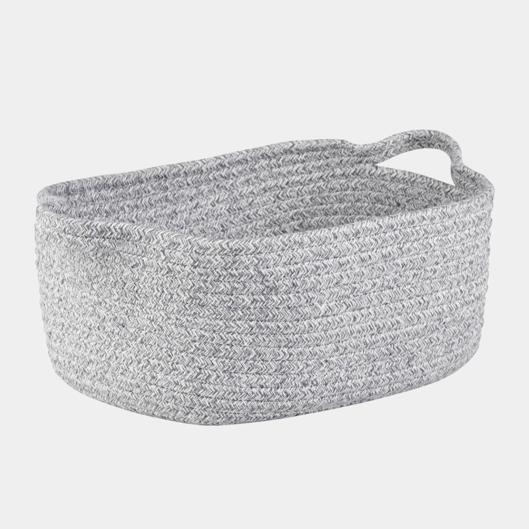 Grey Cotton Rope Basket 32 x 22cm
