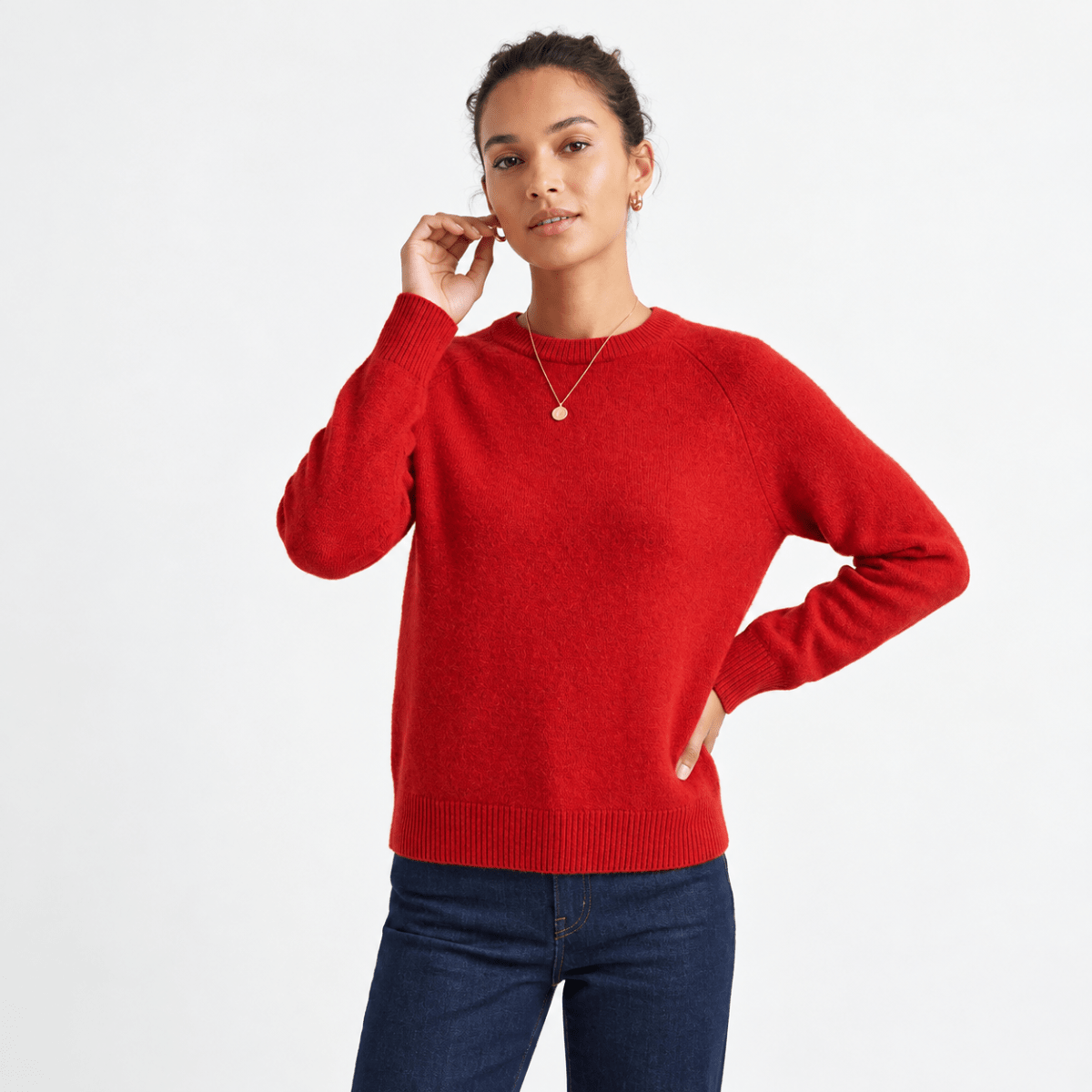 Ladies Red Relaxed Crew Neck Jumper from You Know Who's