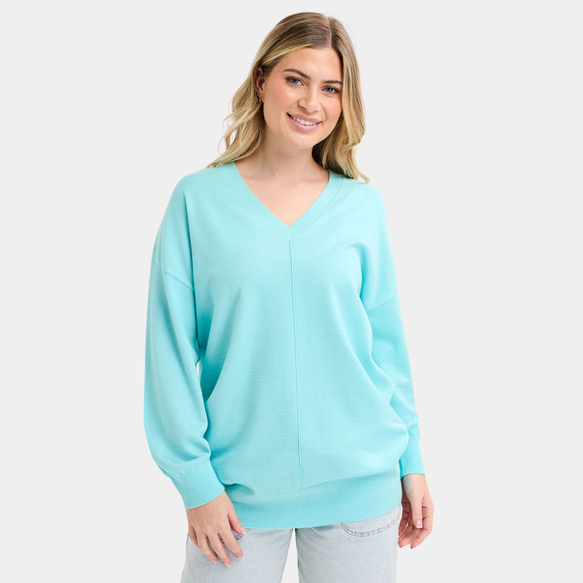 Ladies Plain V Neck Jumper