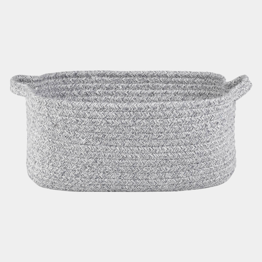 Grey Cotton Rope Basket 32 x 22cm