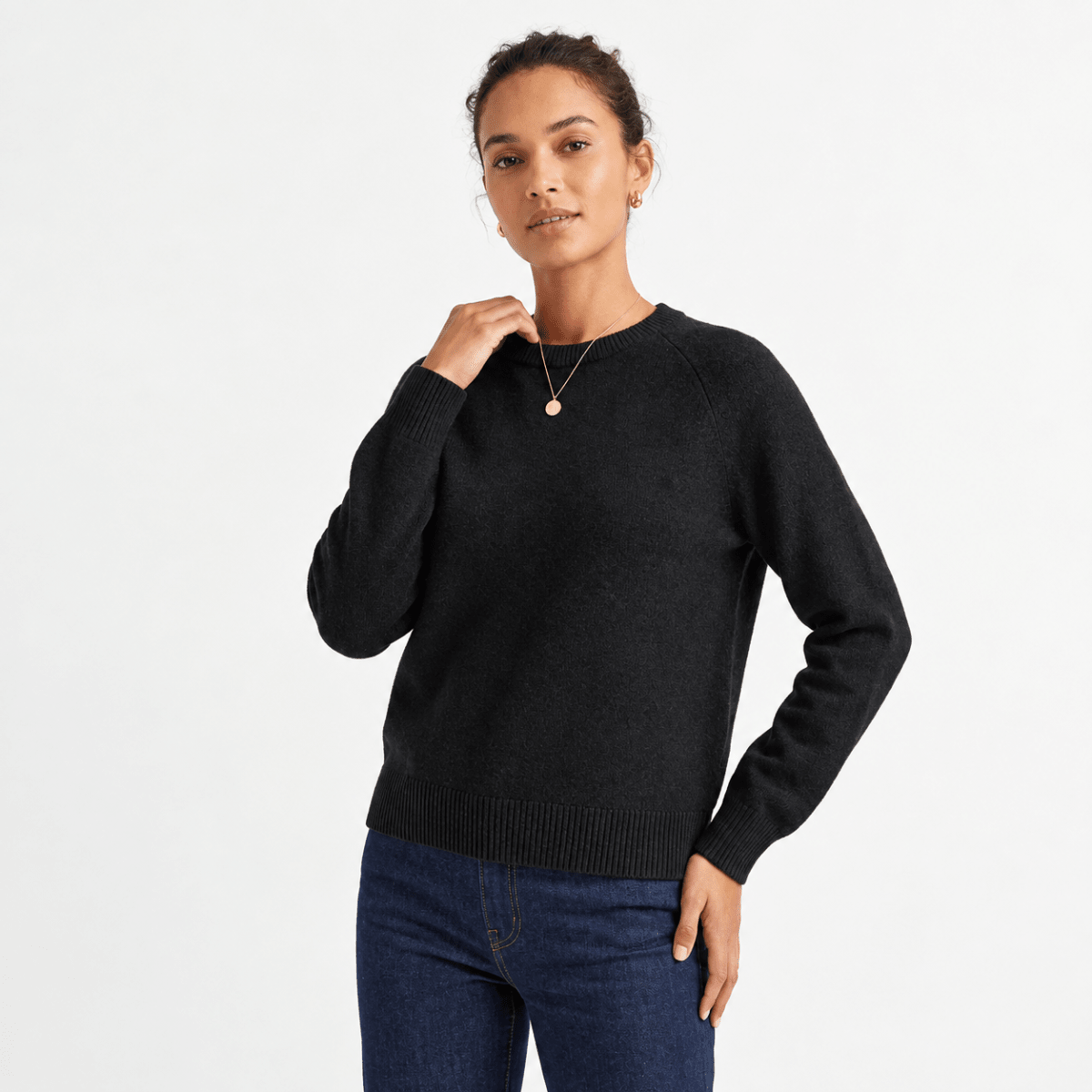 Ladies Black Relaxed Crew Neck Jumper from You Know Who's