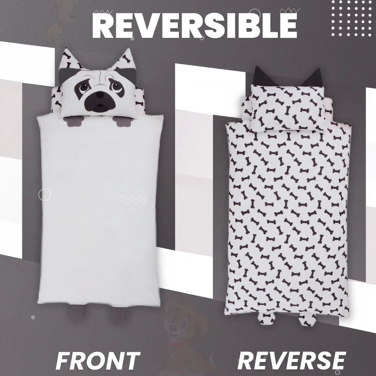 Reversible Dog Single Duvet Set