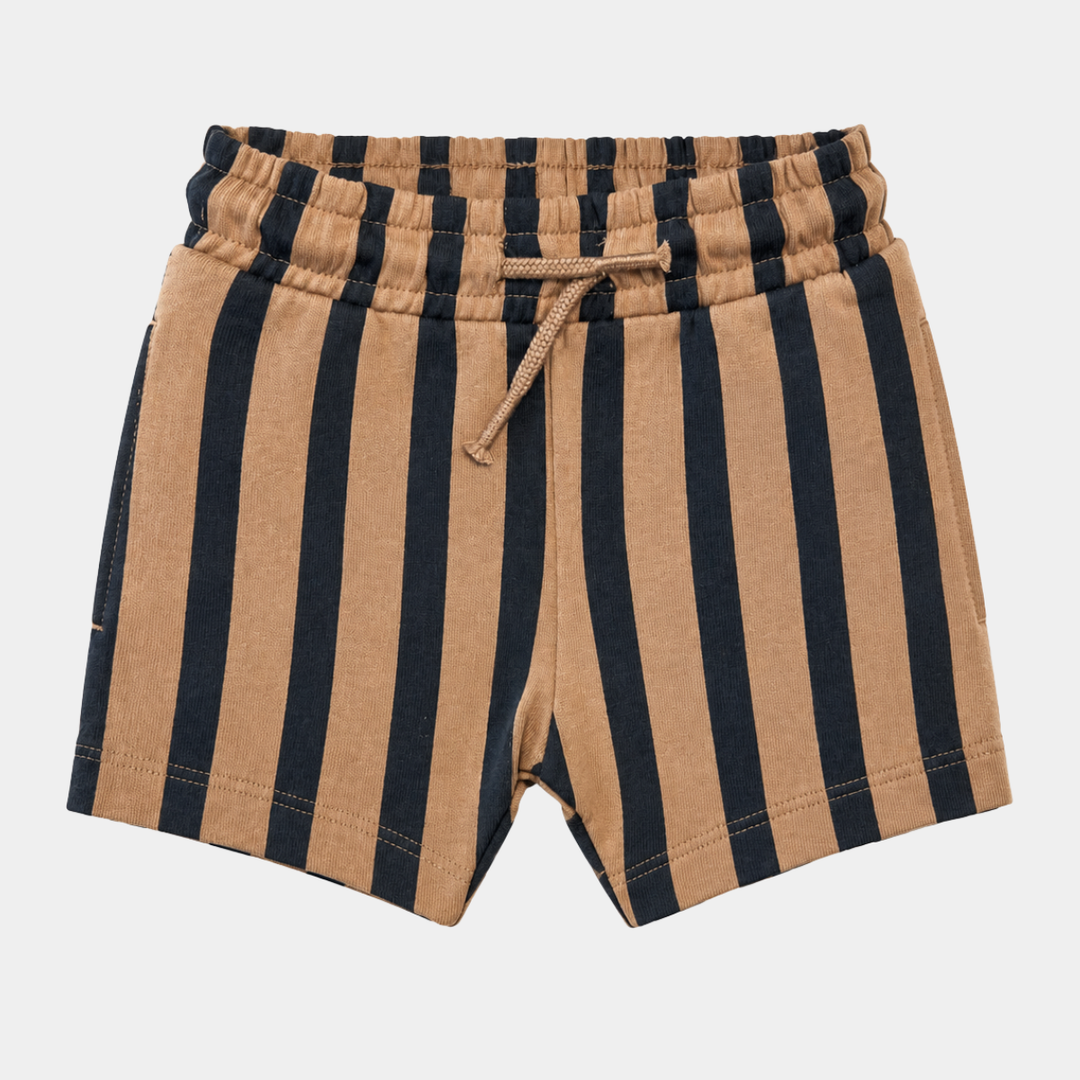 Kids Brown Stripe Jersey Shorts