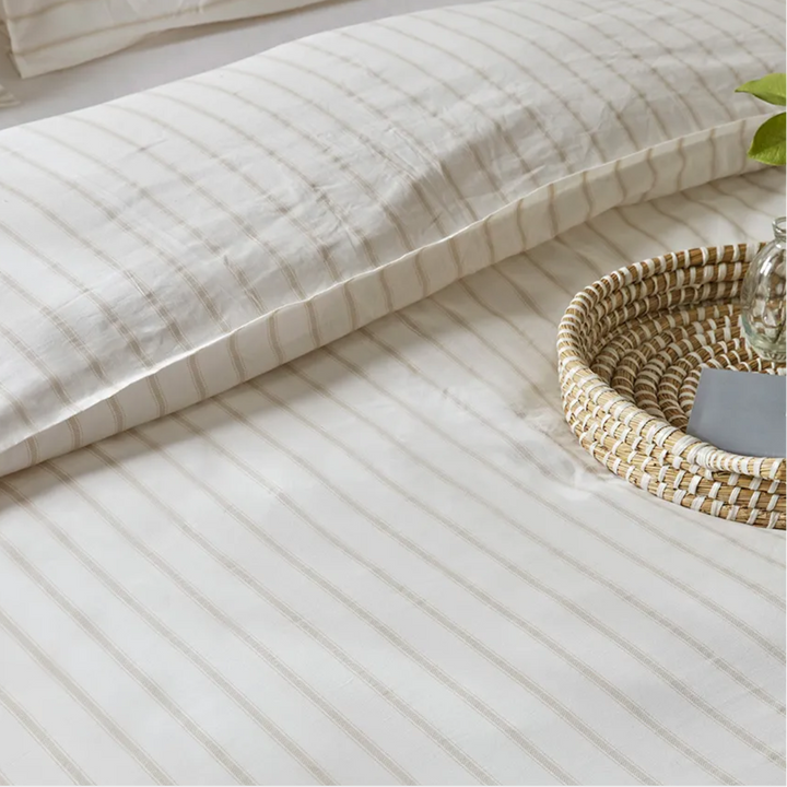 Dusk Natural Chevron Stripe Duvet - Duvet Cover Only